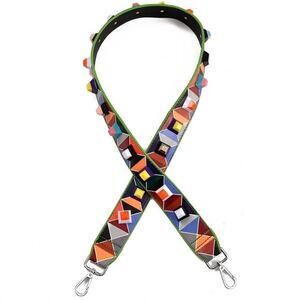 Multicolored Colorful Square Fun Colored Accent Handbag Crossbody Purse Strap